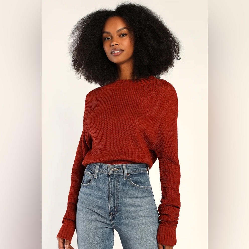 Lulu's Warm Cinnamon Crew Neck Sweater